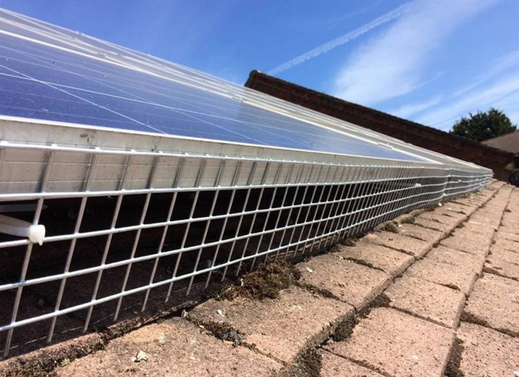 critter barrier installed around solar panels